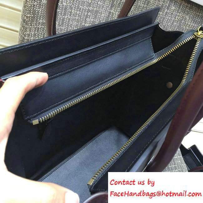 Celine Luggage Micro Tote Bag in Original Leather Black/Burgundy/White 2016
