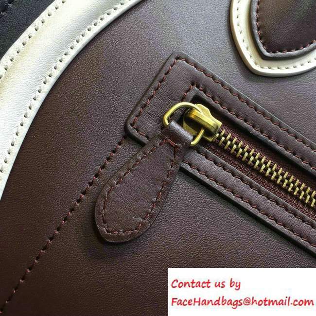 Celine Luggage Micro Tote Bag in Original Leather Black/Burgundy/White 2016 - Click Image to Close