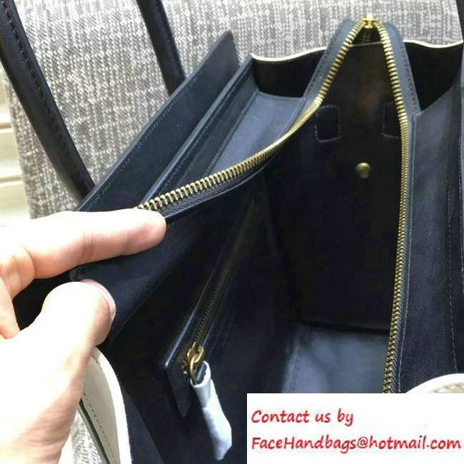 Celine Luggage Micro Tote Bag in Original Leather Black/Cherry Pink/White 2016
