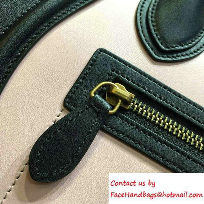 Celine Luggage Micro Tote Bag in Original Leather Black/Cherry Pink/White 2016