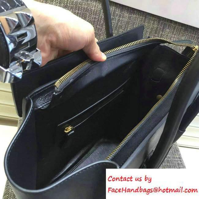 Celine Luggage Micro Tote Bag in Original Leather Black/Croco Pattern 2016