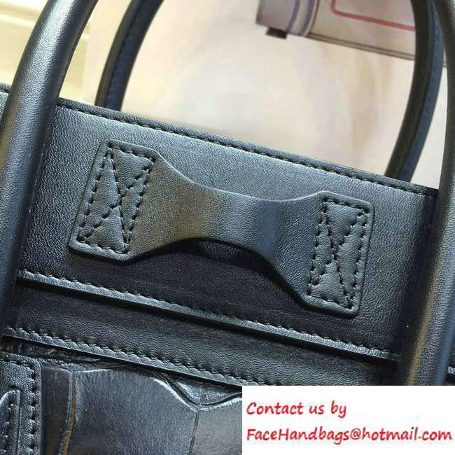 Celine Luggage Micro Tote Bag in Original Leather Black/Croco Pattern 2016 - Click Image to Close