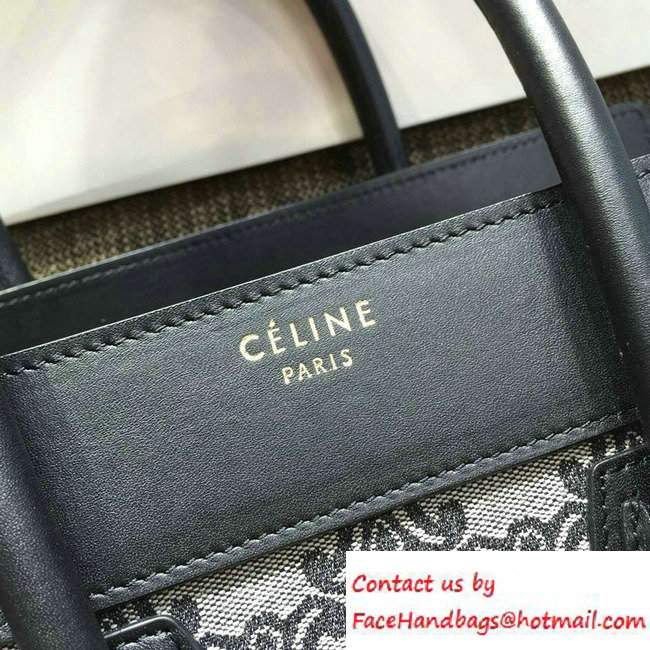 Celine Luggage Micro Tote Bag in Original Leather Black/Fabric 2016 - Click Image to Close