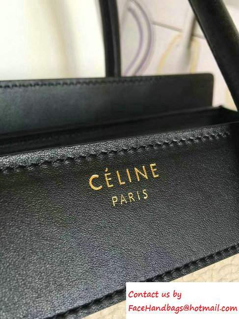 Celine Luggage Micro Tote Bag in Original Leather Black/Grained Beige/Crinkle Ice Green 2016 - Click Image to Close