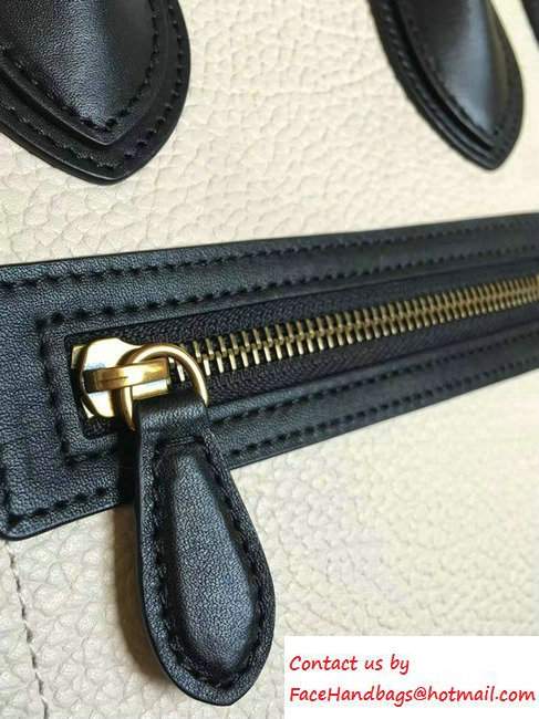 Celine Luggage Micro Tote Bag in Original Leather Black/Grained Beige/Crinkle Ice Green 2016