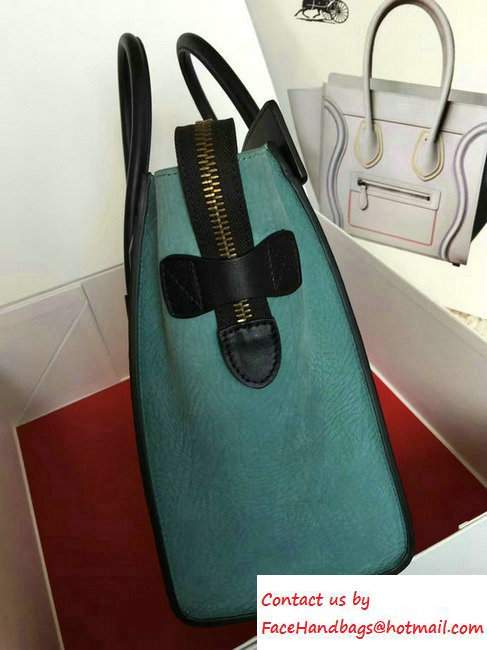 Celine Luggage Micro Tote Bag in Original Leather Black/Grained Beige/Crinkle Ice Green 2016