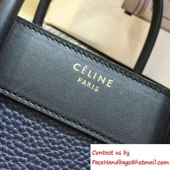 Celine Luggage Micro Tote Bag in Original Leather Black/Grained Navy Blue/Crinkle Red 2016
