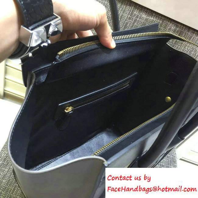 Celine Luggage Micro Tote Bag in Original Leather Black/Grained White/Etoupe 2016