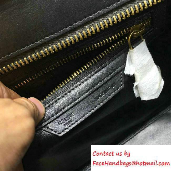Celine Luggage Micro Tote Bag in Original Leather Black/Grained White/Yellow 2016