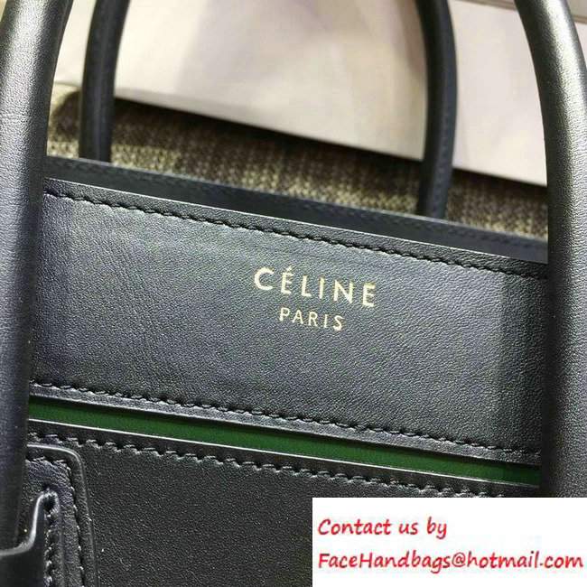 Celine Luggage Micro Tote Bag in Original Leather Black/Green 2016