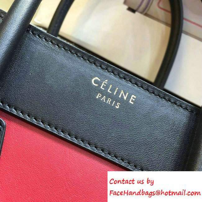 Celine Luggage Micro Tote Bag in Original Leather Black/Peach/Burgundy 2016