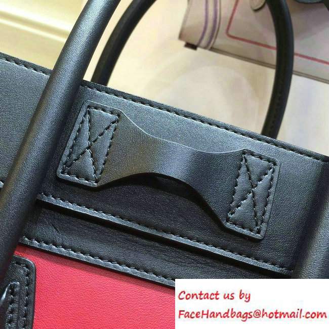 Celine Luggage Micro Tote Bag in Original Leather Black/Peach/Burgundy 2016