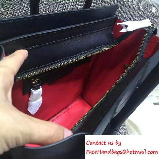 Celine Luggage Micro Tote Bag in Original Leather Black/Red 2016 - Click Image to Close