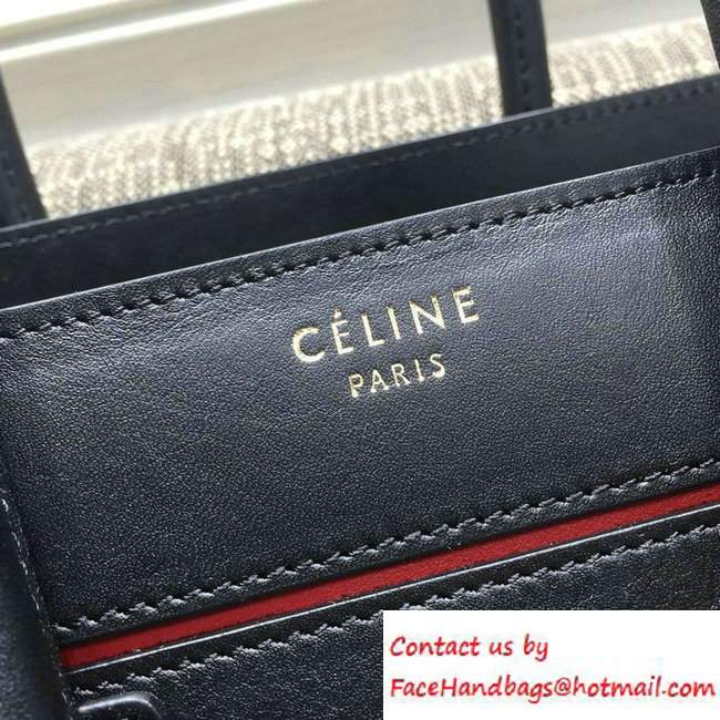 Celine Luggage Micro Tote Bag in Original Leather Black/Red 2016