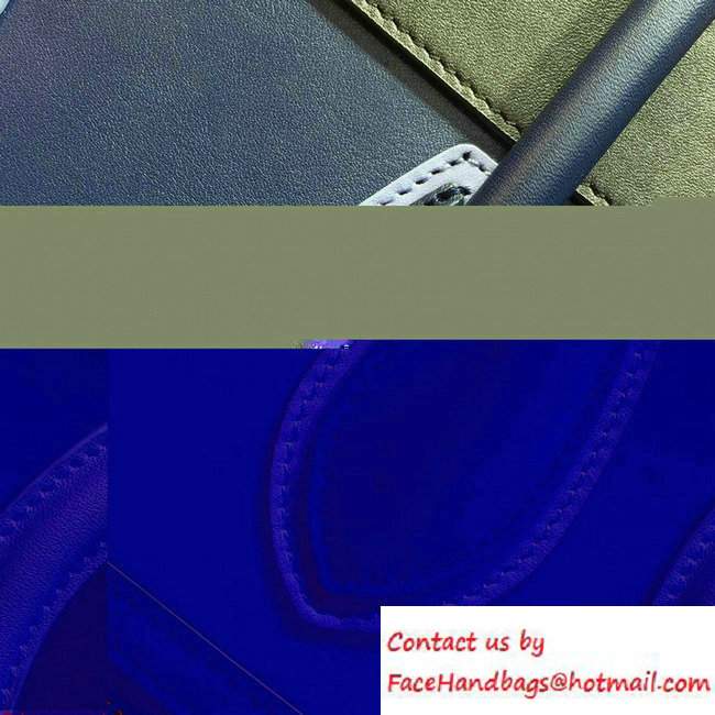 Celine Luggage Micro Tote Bag in Original Leather Black/Royal Blue/Sky Blue 2016