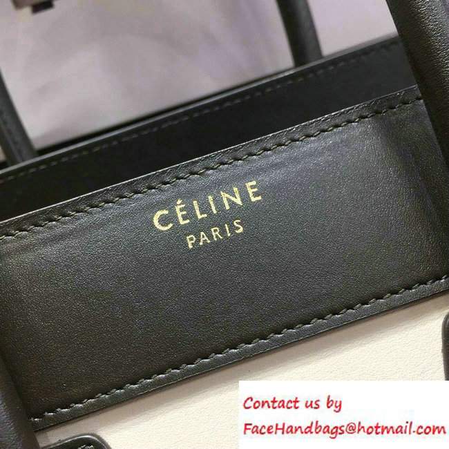 Celine Luggage Micro Tote Bag in Original Leather Black/White/Apricot 2016 - Click Image to Close