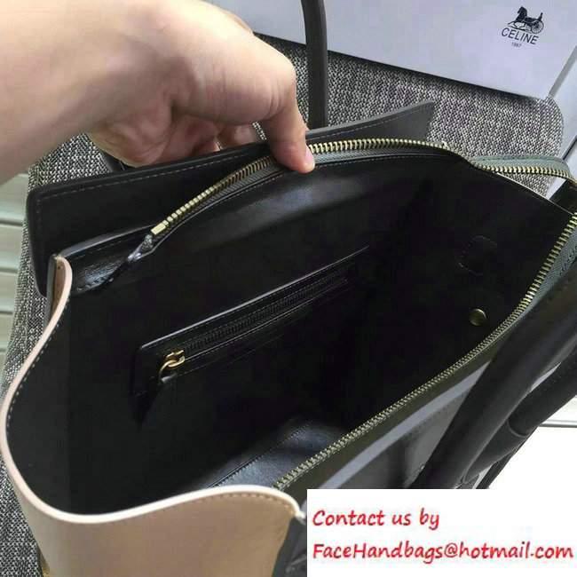 Celine Luggage Micro Tote Bag in Original Leather Black/White/Apricot 2016 - Click Image to Close