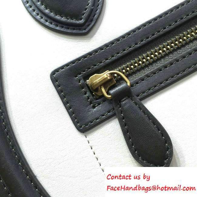 Celine Luggage Micro Tote Bag in Original Leather Black/White/Apricot 2016