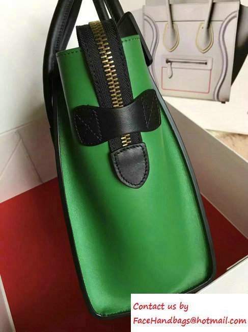 Celine Luggage Micro Tote Bag in Original Leather Black/White/Green 2016