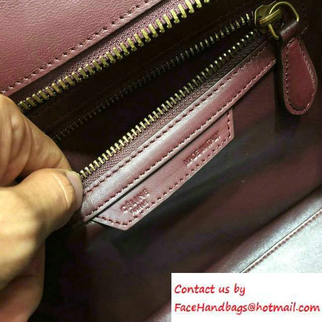Celine Luggage Micro Tote Bag in Original Leather Burgundy/Beige/Suede Red 2016