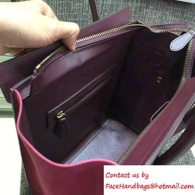 Celine Luggage Micro Tote Bag in Original Leather Burgundy/Beige/Suede Red 2016