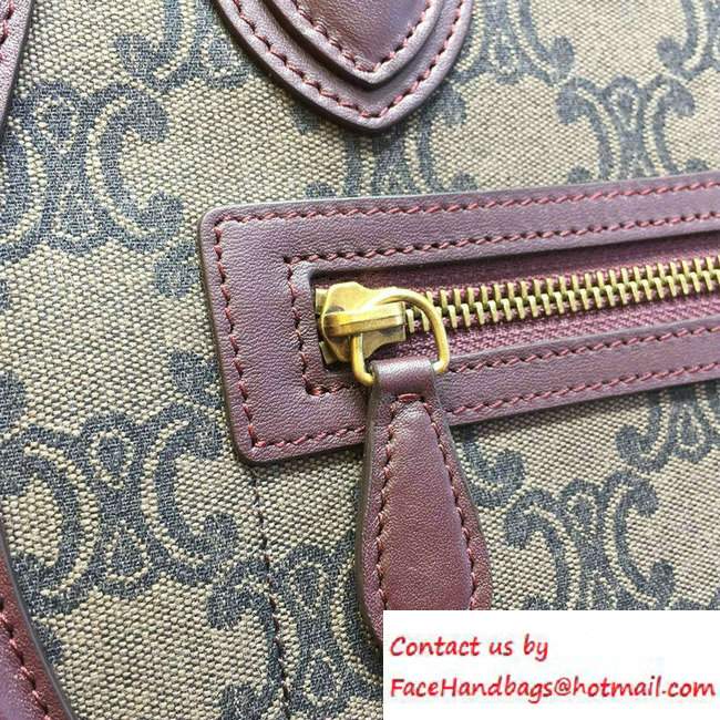 Celine Luggage Micro Tote Bag in Original Leather Burgundy/Fabric 2016