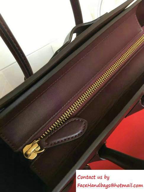 Celine Luggage Micro Tote Bag in Original Leather Burgundy/Grained Beige/Crinkle Green 2016