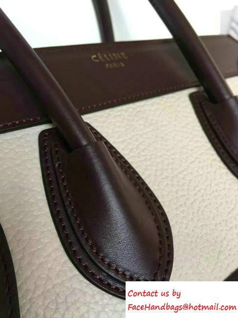 Celine Luggage Micro Tote Bag in Original Leather Burgundy/Grained Beige/Crinkle Green 2016