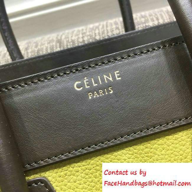 Celine Luggage Micro Tote Bag in Original Leather Coffee/Grained Grass Green 2016 - Click Image to Close