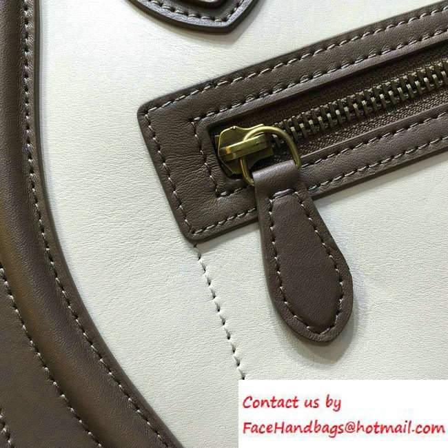Celine Luggage Micro Tote Bag in Original Leather Coffee/White/Apricot 2016 - Click Image to Close