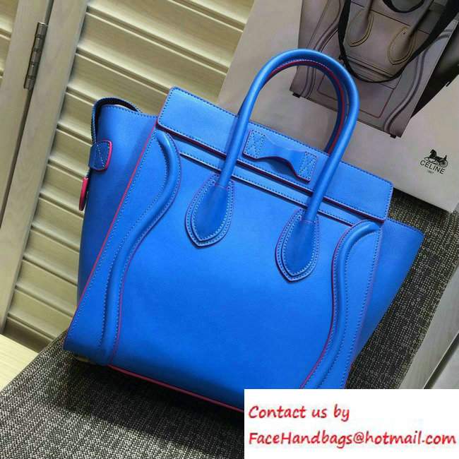 Celine Luggage Micro Tote Bag in Original Leather Electric Blue/Fushia 2016