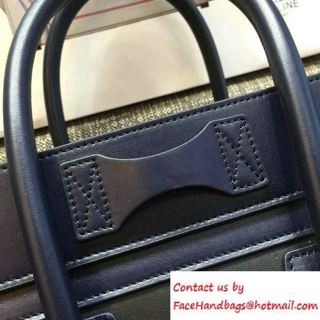 Celine Luggage Micro Tote Bag in Original Leather Navy Blue/Black/Khaki 2016 - Click Image to Close