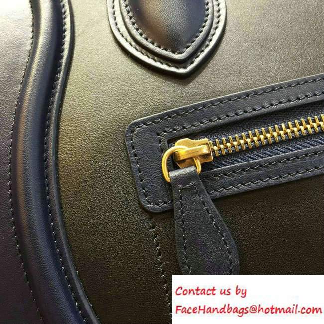 Celine Luggage Micro Tote Bag in Original Leather Navy Blue/Black/Khaki 2016