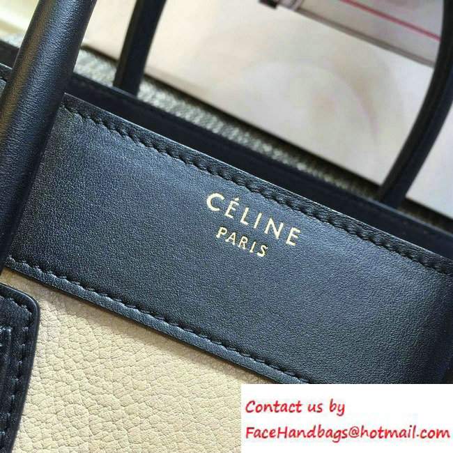 Celine Luggage Micro Tote Bag in Original Leather Navy Blue/Grained Beige/Blue 2016 - Click Image to Close