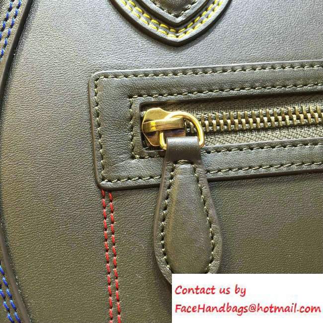 Celine Luggage Micro Tote Bag in Original Leather Olive Green/Blue/Red/Yellow 2016 - Click Image to Close