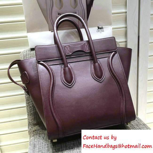 Celine Luggage Micro Tote Bag in Original Smooth Calfskin Burgundy 2016 - Click Image to Close