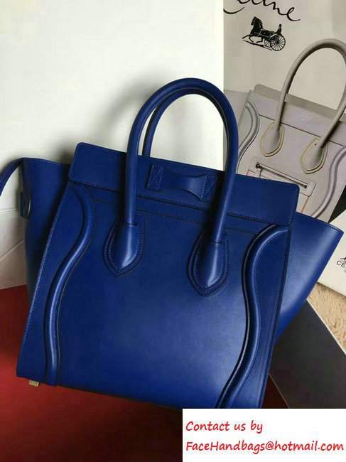 Celine Luggage Micro Tote Bag in Original Smooth Calfskin Royal Blue 2016 - Click Image to Close