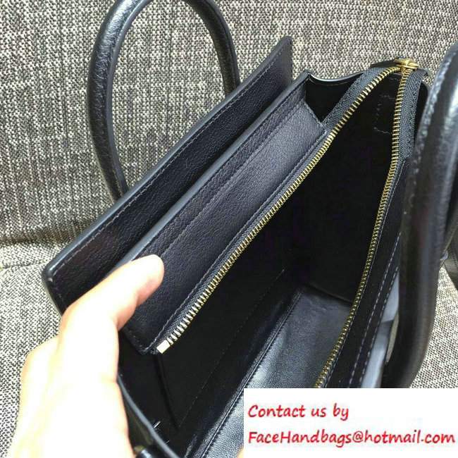 Celine Luggage Nano Tote Bag in Original Goatskin Leather Black 2016