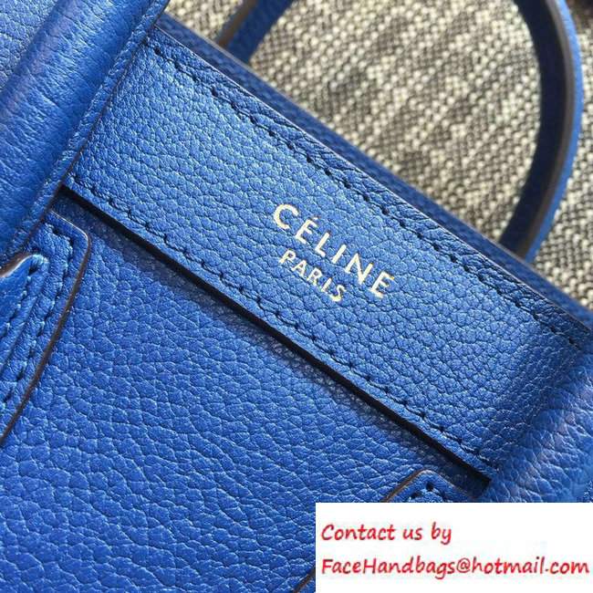 Celine Luggage Nano Tote Bag in Original Goatskin Leather Blue 2016 - Click Image to Close