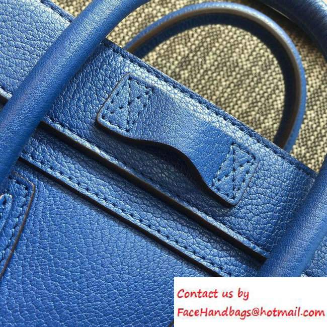 Celine Luggage Nano Tote Bag in Original Goatskin Leather Blue 2016 - Click Image to Close