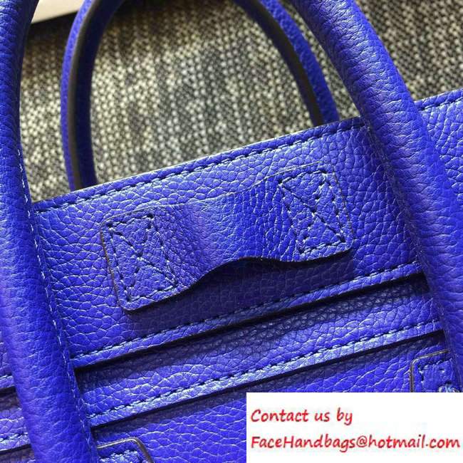 Celine Luggage Nano Tote Bag in Original Goatskin Leather Electric Blue 2016 - Click Image to Close