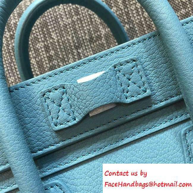Celine Luggage Nano Tote Bag in Original Goatskin Leather Ice Blue 2016