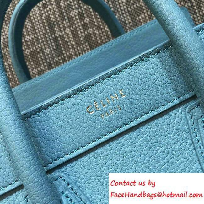 Celine Luggage Nano Tote Bag in Original Goatskin Leather Ice Blue 2016 - Click Image to Close