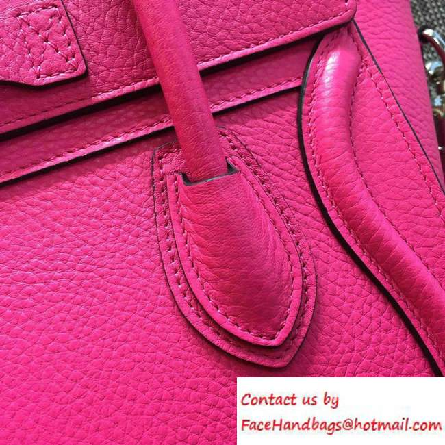 Celine Luggage Nano Tote Bag in Original Grained Leather Fushia 2016 - Click Image to Close