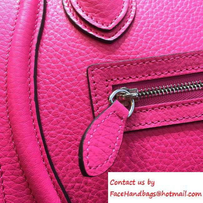Celine Luggage Nano Tote Bag in Original Grained Leather Fushia 2016