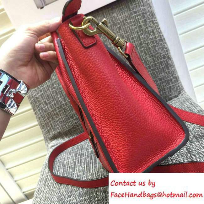 Celine Luggage Nano Tote Bag in Original Grained Leather Red/Gold 2016 - Click Image to Close
