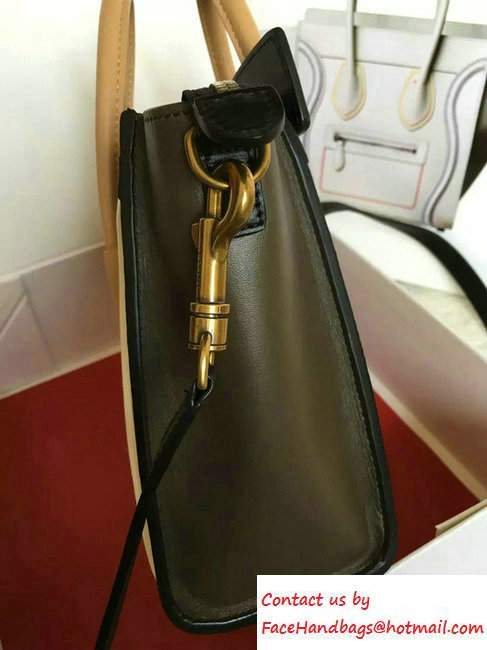 Celine Luggage Nano Tote Bag in Original Leather Black/Apricot/White 2016 - Click Image to Close