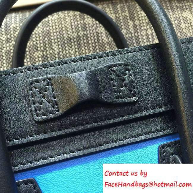 Celine Luggage Nano Tote Bag in Original Leather Black/Blue/Burgundy 2016 - Click Image to Close