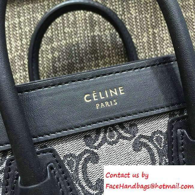 Celine Luggage Nano Tote Bag in Original Leather Black/Fabric 2016