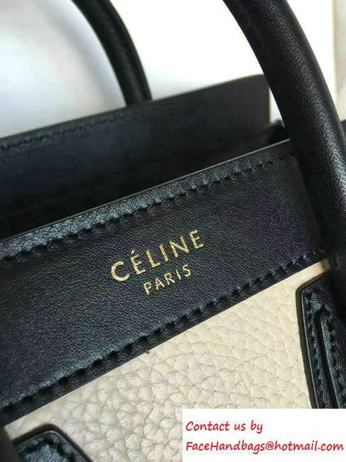 Celine Luggage Nano Tote Bag in Original Leather Black/Grained Beige/Crinkle Ice Green 2016